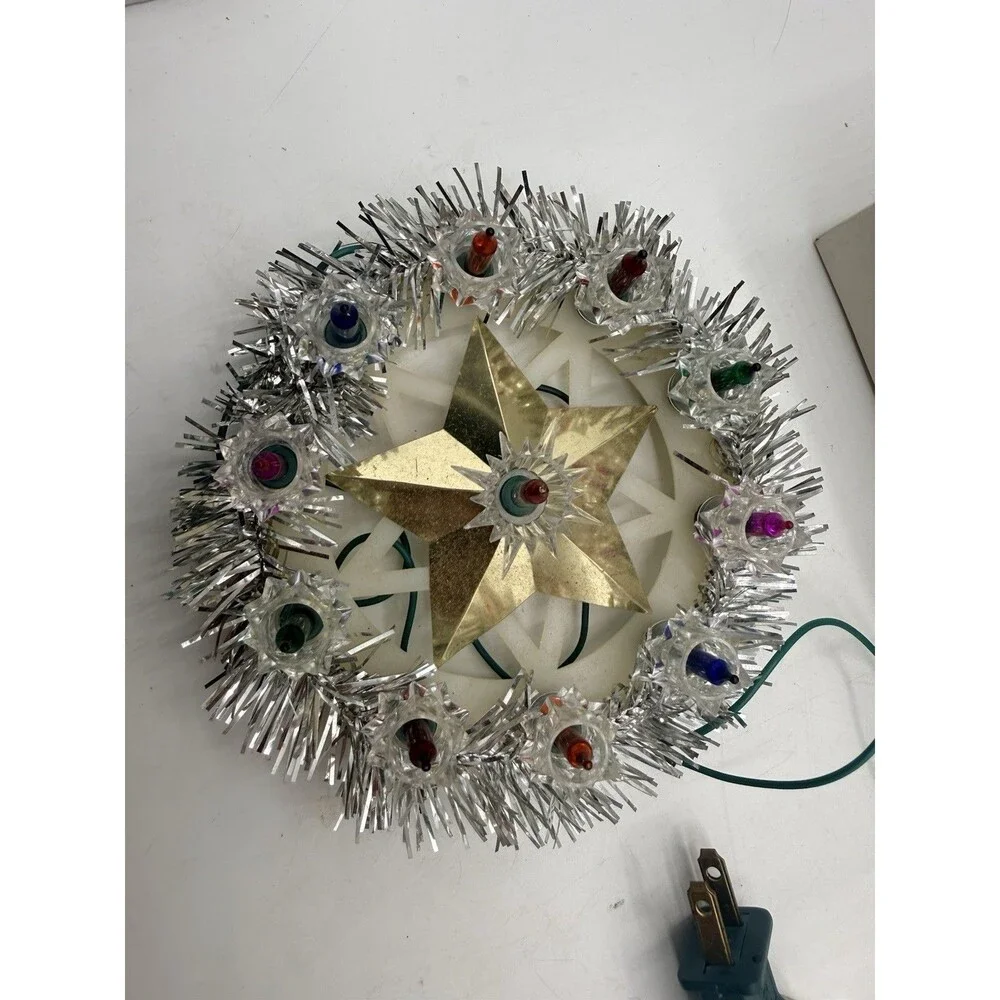 Vintage 11 Lite Mini Star Christmas Tree Top Single Flashing Topper w/ Box